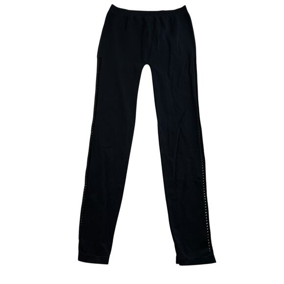 Y2K Miley Cyrus Max Azria Jrs L Skinny Leggings Cutout Detail Black Twee Punk - Picture 1 of 11
